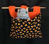 Candy corn snuggle pocket with orange fleece