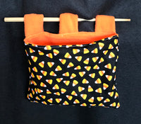 Candy corn snuggle pocket with orange fleece