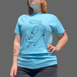 Tee shirt - screen print rat on blue shirt