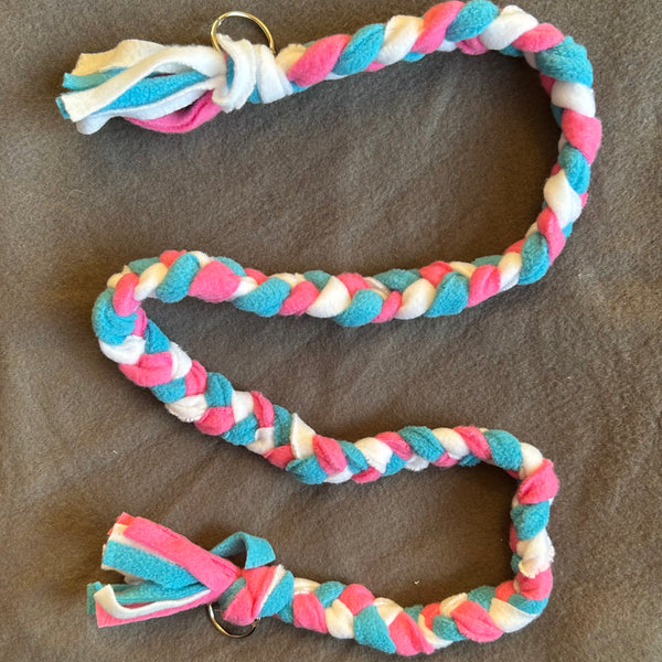 Plaited fleece rope - pink/blue/white