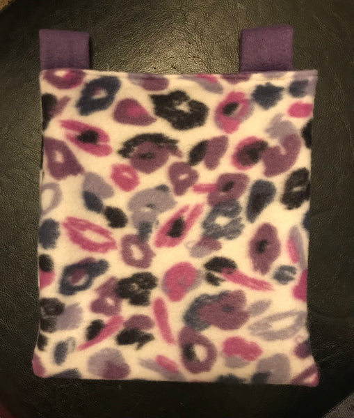 Snuggle Sack small with tabs - purple leopard