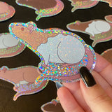 Rat stickers 3” glitter