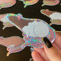 Rat stickers 3” glitter