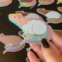 Rat stickers 3” glitter