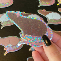 Rat stickers 3” glitter