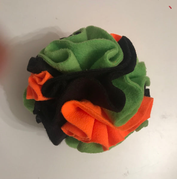 Snuffle ball - orange, green and black