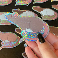 Rat stickers 3” glitter