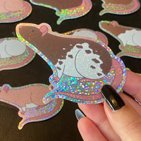 Rat stickers 3” glitter