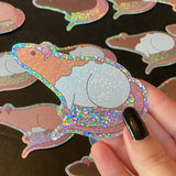 Rat stickers 3” glitter