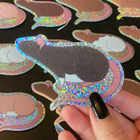 Rat stickers 3” glitter