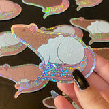 Rat stickers 3” glitter