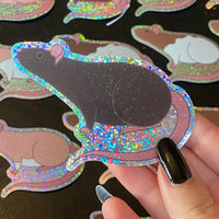 Rat stickers 3” glitter