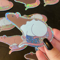 Rat stickers 3” glitter