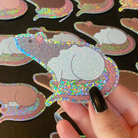 Rat stickers 3” glitter