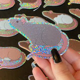 Rat stickers 3” glitter