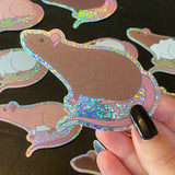 Rat stickers 3” glitter