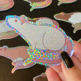 Rat stickers 3” glitter