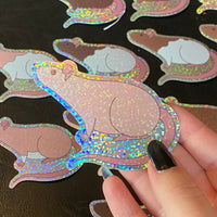 Rat stickers 3” glitter